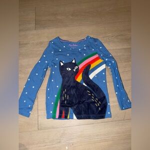 Mini Boden velour cat glow-in-the-dark long-sleeve t-shirt with an appliqué